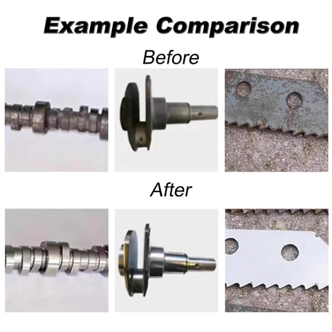 Before and after comparison of metal parts processed with Heavy Duty Vibration Grinder And Electric Polisher Machine Built Like A Tank For Serious Deburring And Precision Chamfering Work Comes Loaded With An Eighty Liter Polyurethane Barrel Driven By A Rock Solid Two Twenty Volt One Thousand One Hundred Watt.