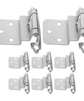 Set of metal self closing inset cabinet hinges flush mount for kitchen and bathroom cabinets with door bumpers, universal size