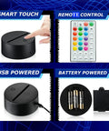 Scuba Night Light 3D Illusion Lamp With Remote 16 RGB Colors 4 Flash Modes Dimmable And Timer controls