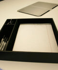 Classic Black Leather Conference Room Organizer Tray for Executive Desks and Boardrooms Keeps Supplies Sorted Protects Desk Surface