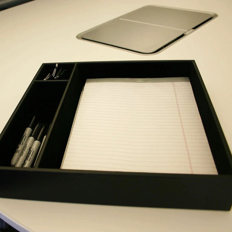 Classic Black Leather Conference Room Organizer Tray for Executive Desks and Boardrooms Keeps Supplies Sorted Protects Desk Surface