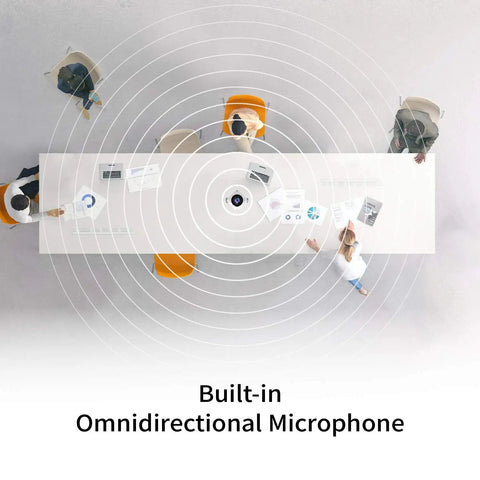 Top view of 360 Degree All Around Meeting Webcam With Built In Omnidirectional Microphone And 1080p HD Video Conferencing Camera on table