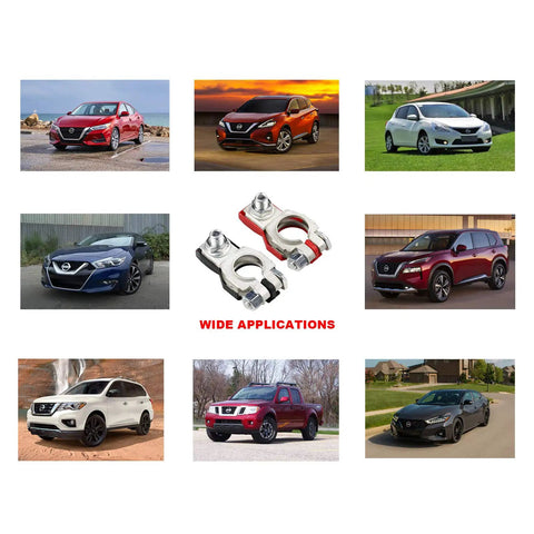 Nissan Battery Terminals Kit With Red Positive And Black Negative Connectors, Durable Plastic Cover; wide applications for Nissan models.