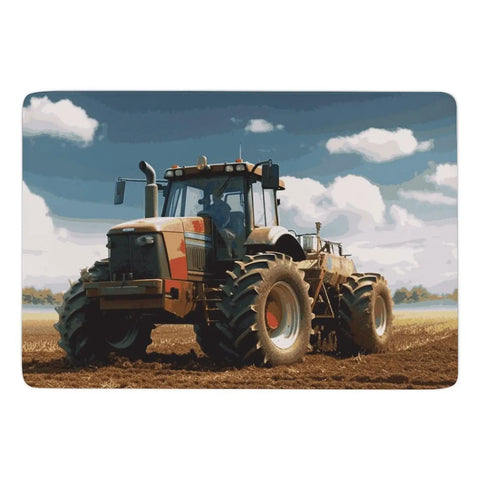 Farm Tractor Themed Area Rug 40 By 60 Inch Non Slip Stain Resistant Low Pile Floor Mat with tractor design on field