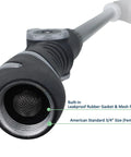 Close-up of Lightweight Watering Wand With 6 Spray Modes For Hanging Baskets And Windows, 22 Inch Reach nozzle showing rubber gasket.