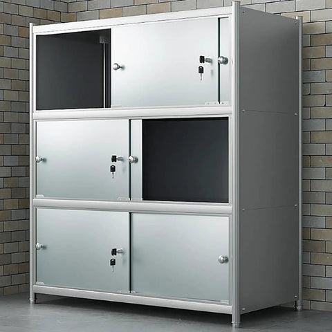 Heavy Duty Stainless Steel Shelving Unit Engineered To Handle Beefy Loads Without Bending Or Sagging Rapid Setup For Kitchen Cookware Garage Gear And Utility Room Organization Stack with glass doors.