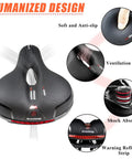 Close-up of Super Comfy Wide Bike Seat For Women And Men With Memory Foam Cushion Anti Shock Padding Dual Shock Absorption features