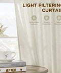 Natural Linen Light Filtering Curtains For Living Room To Add A Cozy Vibe, Flax Linen Blended Fabric, Semi Sheer Privacy Drapes, Grommet Top Panels, 84 Inch Long, Two Panels, Formaldehyde Free And Eco Friendly