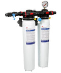 Top Drawer Heavy Duty High Flow Water Filter System Built Like A Tank For Quick Chloramine Removal And Smooth Cold Beverage Pour With No Drama Five Micron Filtration unit with dual filters and pressure gauge.
