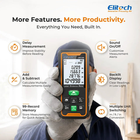 Professional Green Laser Distance Meter With Self Calibration And Dual Power Configuration Offers Dead On Precision Up To 344 Feet For Nailing Wall Layouts And Wrapping Trades Projects Quickly