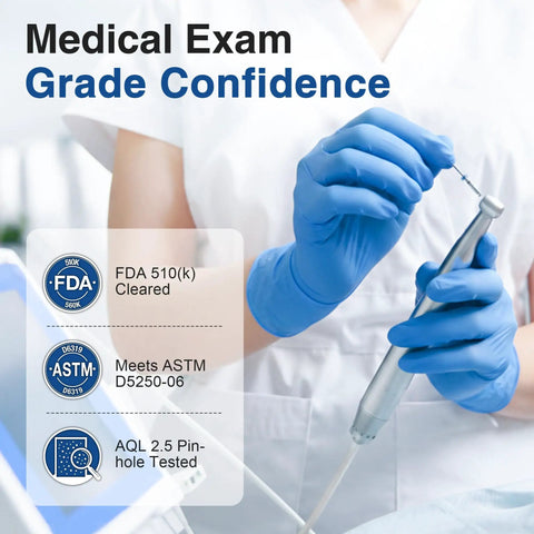 Rock Solid Disposable Exam Gloves Made With A Slick Nitrile Vinyl Blend Featuring A Thick 4 Mil Construction That Gives You Straight Up Latex Free Assurance For Medical Work Or Food Prep No Cap