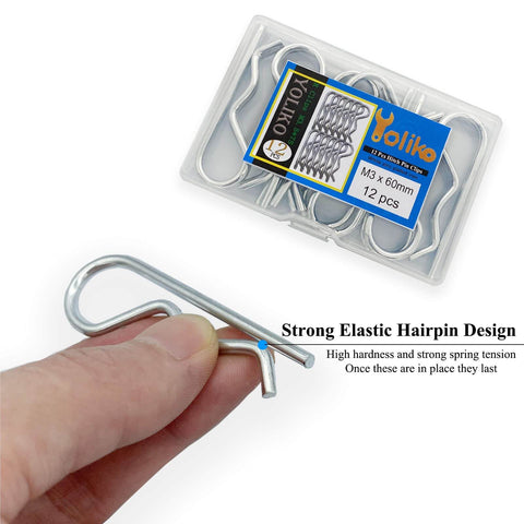 Beefed-Up Heavy Duty Hitch Pins 12 Pack With Spring Retaining R Clips M3x60mm For Trailers Tractors Lawn Mowers Carts And Trucks Thick 3mm Wire