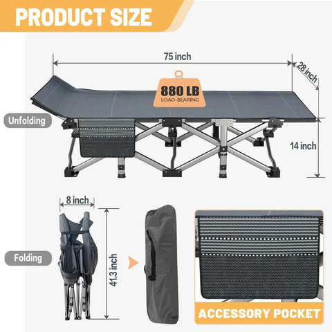 Heavy Duty Folding Camping Cot With Mattress For Adults 2 Pack Portable Sleeping Cot Beds Easy Fold Setup Outdoor Bed With Carry Bag