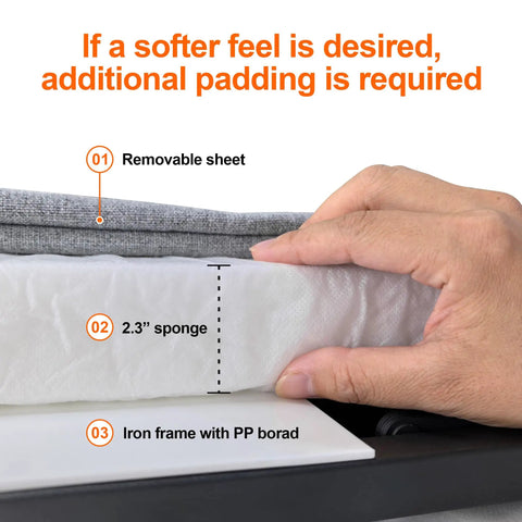 Electric Power Lifting Adjustable Bed Back Rest For Patient Back Support Helps Elderly Sit Upright On Firm Platform, 2.3" sponge padding shown.