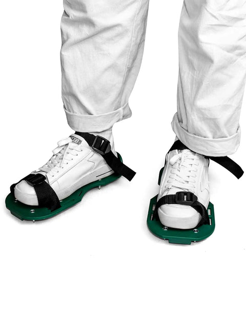 Lawn Aerator Shoes With Spikes For Soil Aeration Adjustable Straps And Heavy Duty Buckles One Size Fits All 13 Metal Spikes Per Shoe