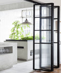 Modern interior with glass panel door using 360 Degree Stainless Steel Concealing Hinges 2 Pack Eccentric Shaft Pivot Hinges
