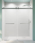 Frameless Double Sliding Shower Door With Adjustable Widths From 56 To 60 Inches Or 68 To 72 Inches, 10mm tempered glass, installed