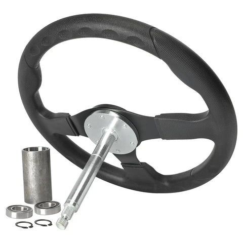 350mm 13.8 Inch Go Kart Steering Wheel Kit With Holder And 6904RS Bearings, Universal Fit, durable metal, easy install