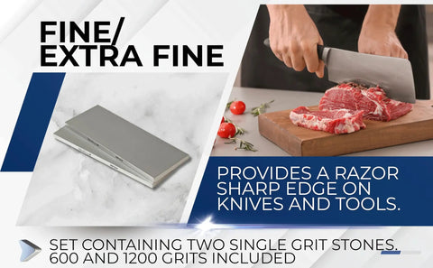 Diamond Sharpening Stone Set With Fine And Extra Fine Grits 600 And 1200 For Knives And Tools Including Ceramic Knives 8 By 3 Inches