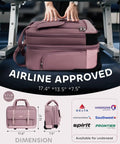 Pink rolling laptop bag for women with dual lock and wheels, fits underseat, 16 inch, approved for airline carryon.