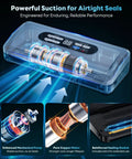 Advanced Vacuum Sealer With AirLock ProSeal System showing mechanical pump and copper motor for airtight seals.