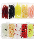 250 Piece Soft Plastic Fishing Worms Lures Set Realistic Earthworm Baits in assorted colors for freshwater fishing