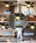 20 Inch Ceiling Fan Light With Remote, 30W 2000 Lumens Led Socket Bulb Fan, 3 Daylight To Amber Tones, 6 Big Breeze Speeds in various room settings.