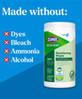 EcoClean Disinfecting Wipes Multipurpose Plant Based Formula That Kills 99.9 Percent Of Germs, front view, no dyes or bleach
