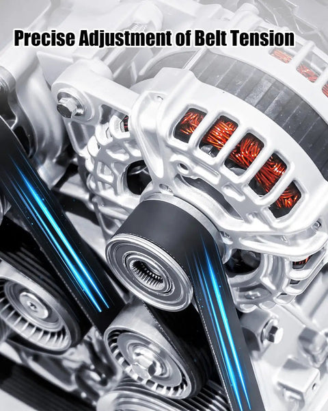Keep Your Engine Running Slick With This Heavy Duty Alternator Pump Pulley Adjuster Kit designed for precision belt tension control on Hyundai Elantra Accent and Tiburon rides showing alternator and belt.