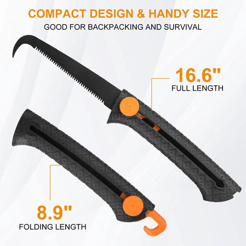 Folding pruning saw with 16.6-inch carbon steel blade, 8.9-inch closed length, for Heavy Duty Three Piece Garden Tool Set