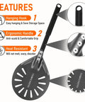 Perforated Pizza Peel With Long Handle 6 Inch Metal Spatula For Indoor And Outdoor Use Anodized Aluminum Surface Features