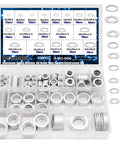580 Piece Aluminum Oil Drain Plug Washer Set for Your Ride and More, 18 Sizes From M6 To M24, kit displayed in organized case