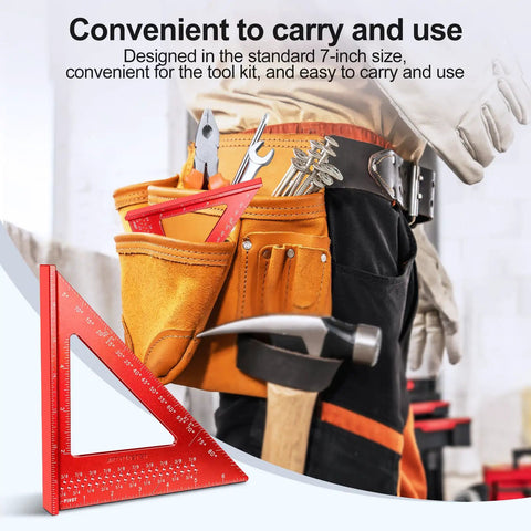 Beefy 7 Inch Carpenter Square With One Sixteenth Inch Precision Hole Scribing, 0 To 90 Degree Aluminum Alloy Rafter Square in tool belt