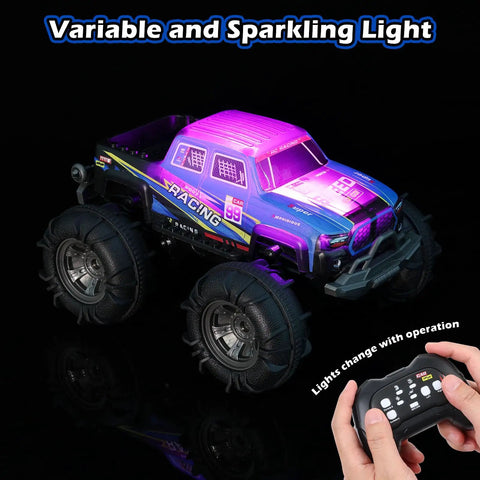 Waterproof Monster Truck Gesture RC Car With 4WD Amphibious All Terrain Drive Dual Mode Remote Control Toy for Kids with LED lights
