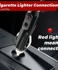 2 Pack CB Radio Power Cord With 12V Lighter Plug, 3 Pin 2 Wire, 16 AWG, inserted in cigarette lighter socket with red light indicator