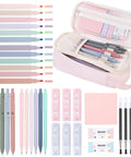 All-In-One Student Stationery Kit With Pencil Case, 12 Pastel Highlighters, 5 Black Gel Pens, Mechanical Pencils, Sticky Note Pad