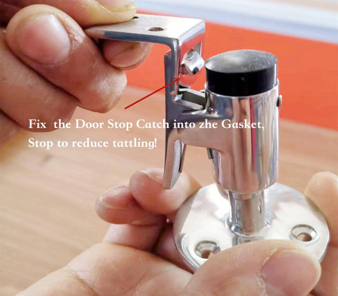 Close-up of Marine Grade Stainless Steel 316 Boat Door Stopper With Rubber Tip Bumper And Spring Loaded Latch Door Holder