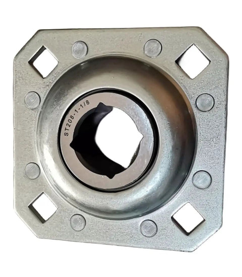 Flanged Disc Bearing Unit for Farm Disc Harrows With 1-1/8 Inch Square Bore, Heavy Duty Replacement Bearing, top view.