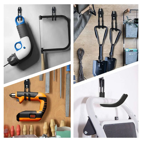 Heavy Duty Steel Wall Mount Hooks For Garage And Garden Tools, Large U Hooks With Anti Slip PVC Coating, 2 Pack Type 2 Black