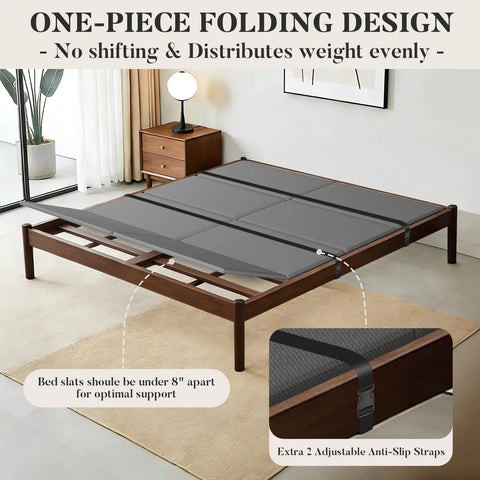 Heavy Duty Bunkie Board King Size 76X80 Real Deal Mattress Support That Cuts Down Saggin Fast Keeping Your Sleep Game Strong With A Breathable Wood Base Built Tough For Any Bedroom Setup on a bed frame with anti-slip straps.