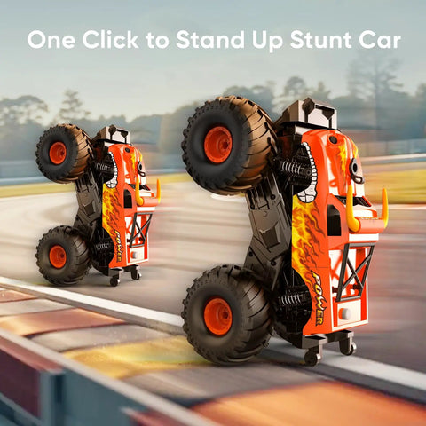 Waterproof Monster Truck Toy 1 To 16 Scale Amphibious Remote Control Car performing stunt on track