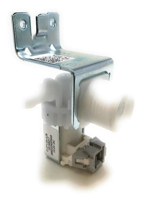 Dishwasher Valve Replacement WD15X26140 265D2393P001 side view showing inlet connection and mounting bracket.