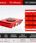 Industrial Steel Roller Trolley with 12 PU wheels, 18T load capacity, used for machinery moving on flat surfaces.