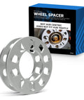 Heavy Duty Die Cast Wheel Spacers 8mm Thick Offset Adapters, steel build, showcasing holes for fitting five lug bolt patterns.