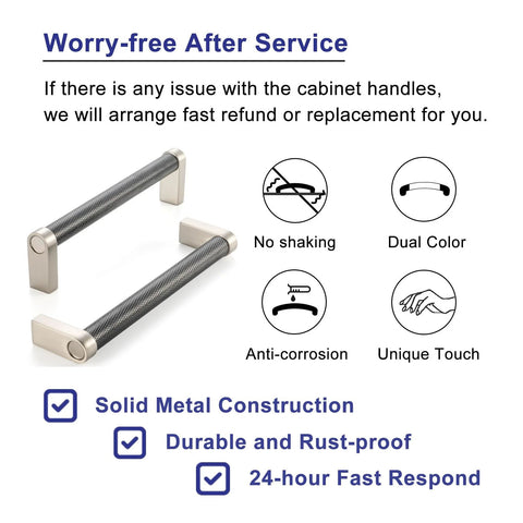10 Pack 5 Inch Knurled Black And Nickel Cabinet Pulls Matte Black And Brushed Nickel Cabinet Handles features and benefits