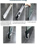 Installation steps for Adjustable Aluminum Glass Spigot Kit Built Tough For Decks And Pools with glass panel placement.