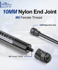 Close-up of a 10mm nylon end joint with M6 female thread on Volkswagen Front Hood Struts Set Dual Gas Spring Lift Supports for Golf, Cabrio, Jetta