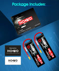 4S 14.8V 3300mAh 80C RC Lipo Battery Pack Soft Case XT60 Connector Two Pack For RC Boats Cars Trucks Drones Quadcopters Helicopters FPV Airplanes Beefy Power For Hobbyists displayed with packaging and guarantee cards