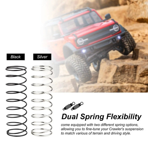 Long Travel Aluminum RC Shocks 59mm Eye To Eye For 1/18 TRX4M TRX4MT Crawler Upgrades With Threaded Bodies And Dual Spring Options