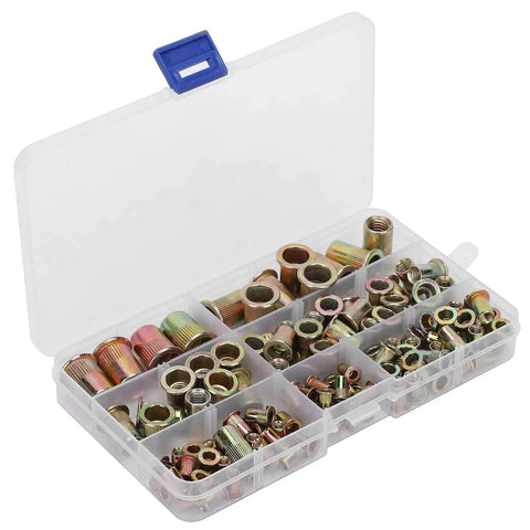 Rivet Nut Kit Zinc Plated M3 Through M12 Rivnuts Set in open plastic case showing organized compartments.